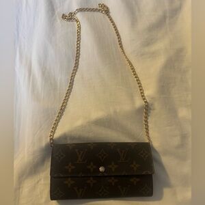 Authentic vintage Louis Vuitton Sarah Monogram Long Wallet with free gold chain